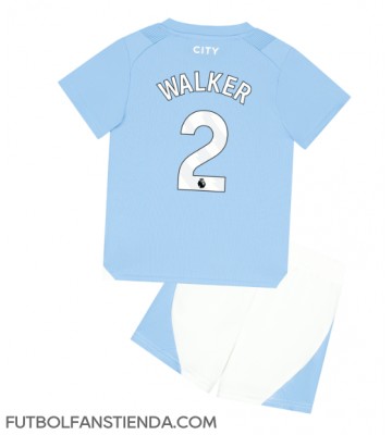 Manchester City Kyle Walker #2 Primera Equipación Niños 2023-24 Manga Corta (+ Pantalones cortos)